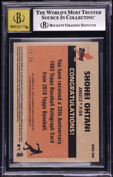 2018 Topps '83 Red Shohei Ohtani ROOKIE AUTO /25 #83A-SO BGS 9 MINT