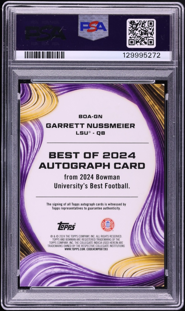 2024 Bowman University Best Red Refractor Garrett Nussmeier ROOKIE AUTO /10 #GN PSA 10 GEM MINT