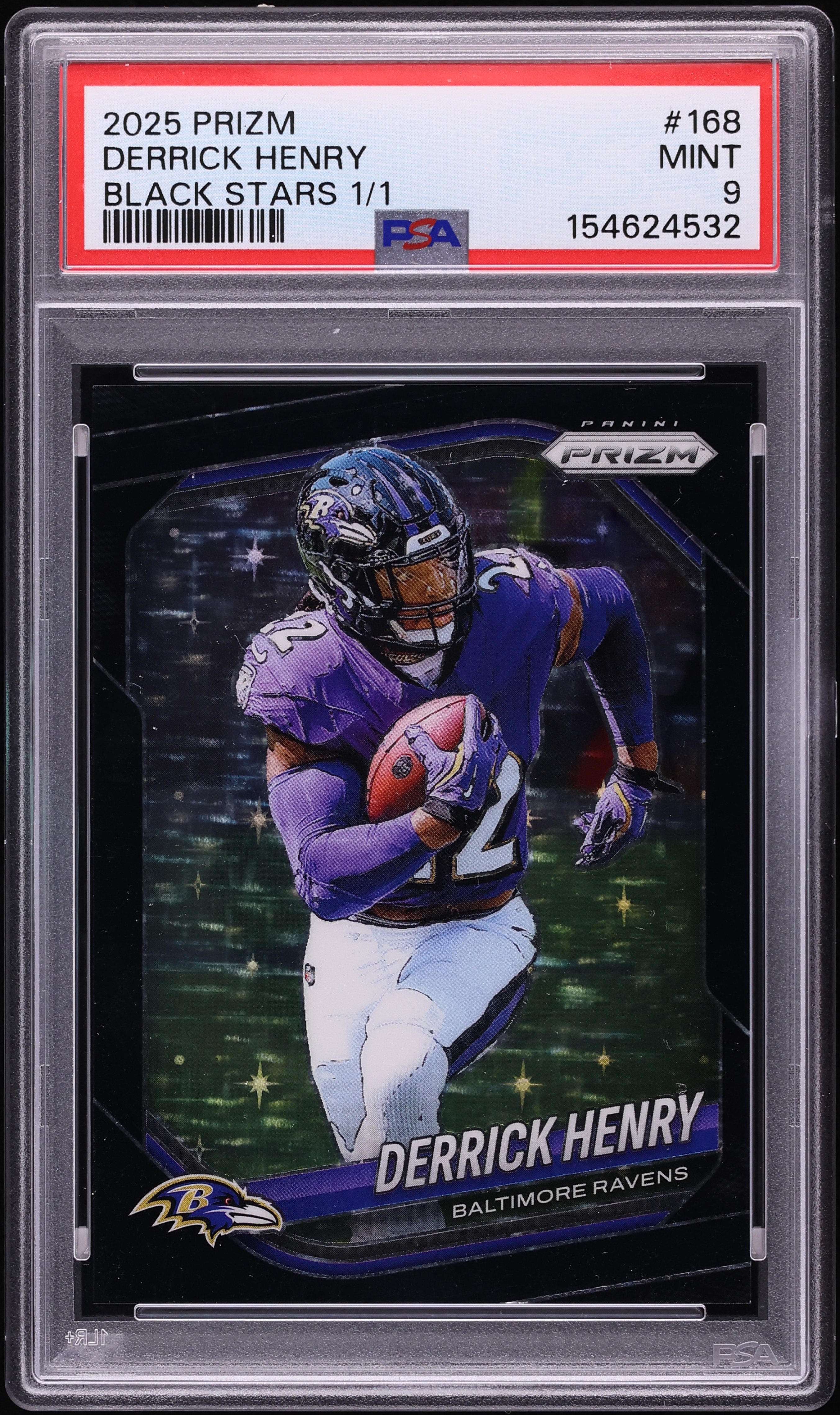 2025 Panini Prizm Football Black Stars Derrick Henry #168 PSA 9