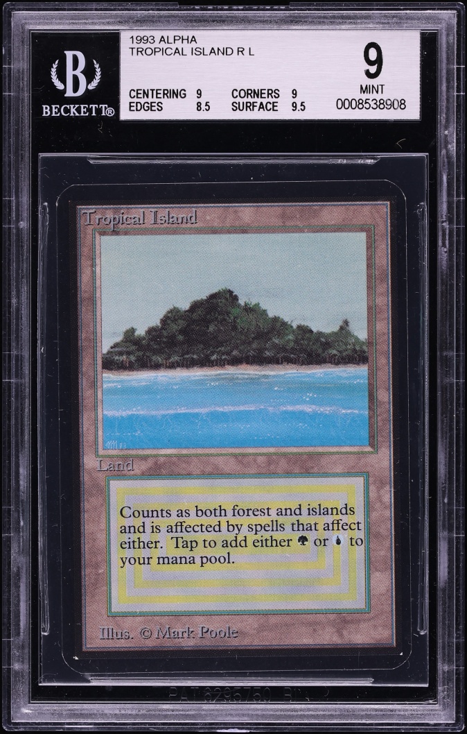 1993 Magic The Gathering MTG Alpha Tropical Island BGS 9 MINT on