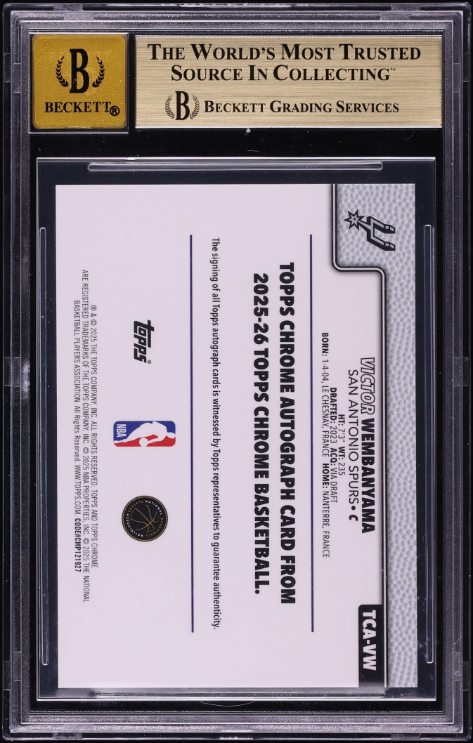 2025 Topps Chrome Orange Refractor Victor Wembanyama AUTO /25 #TCAVW BGS 9.5 GEM MINT