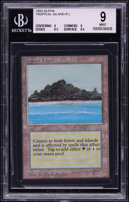 1993 Magic The Gathering MTG Alpha Dual Land Tropical Island PSA