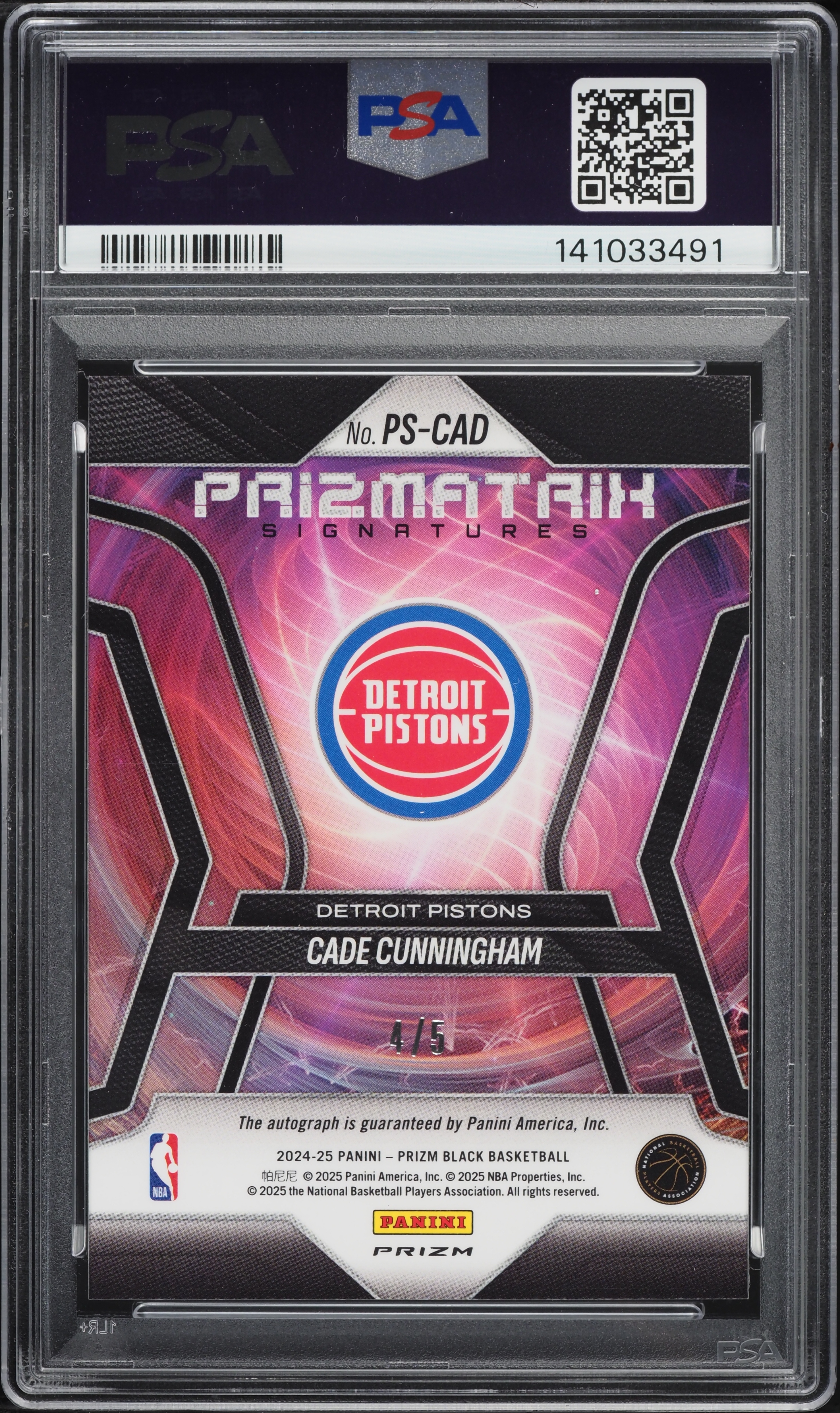 2024 Panini Prizm Black Prizmatrix Gold Vinyl Fotl Cade Cunningham 