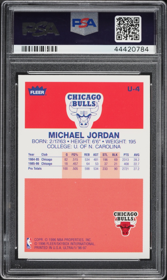 1996 Ultra Decade Of Excellence Michael Jordan #U-4 PSA 10 GEM MINT