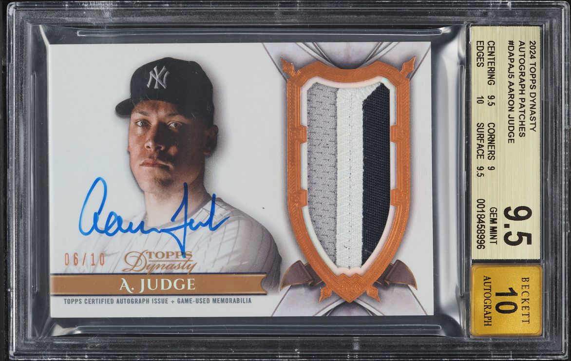 2024 Topps Dynasty Aaron Judge PATCH AUTO /10 #DAP-AJ5 BGS 9.5 GEM MINT