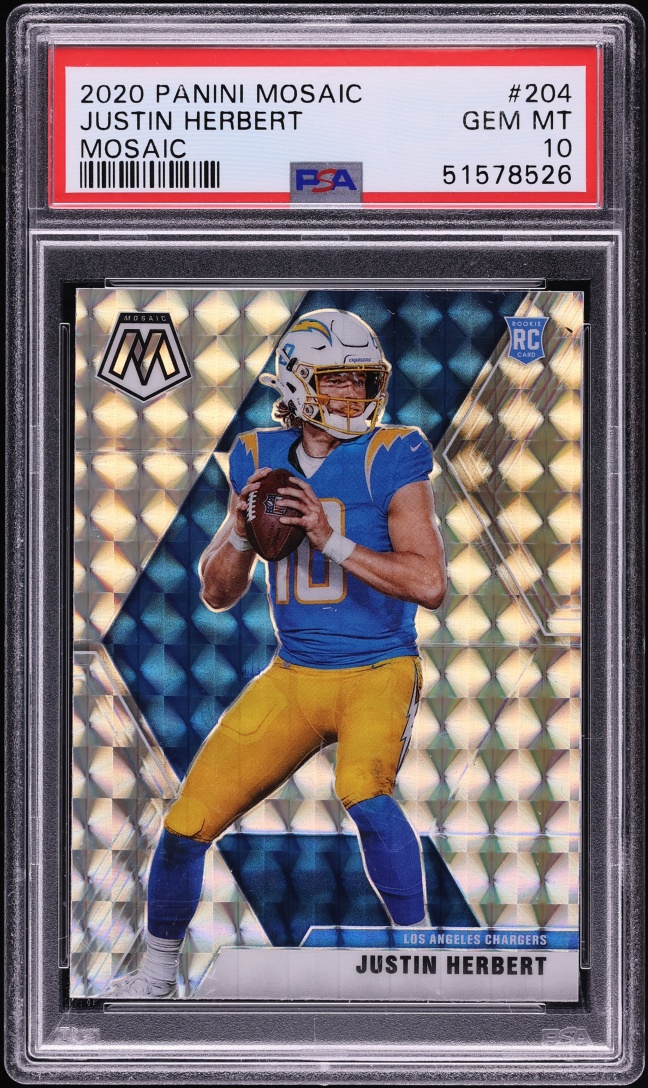 2020 Panini Mosaic Prizm Justin Herbert ROOKIE #204 PSA 10 GEM MINT