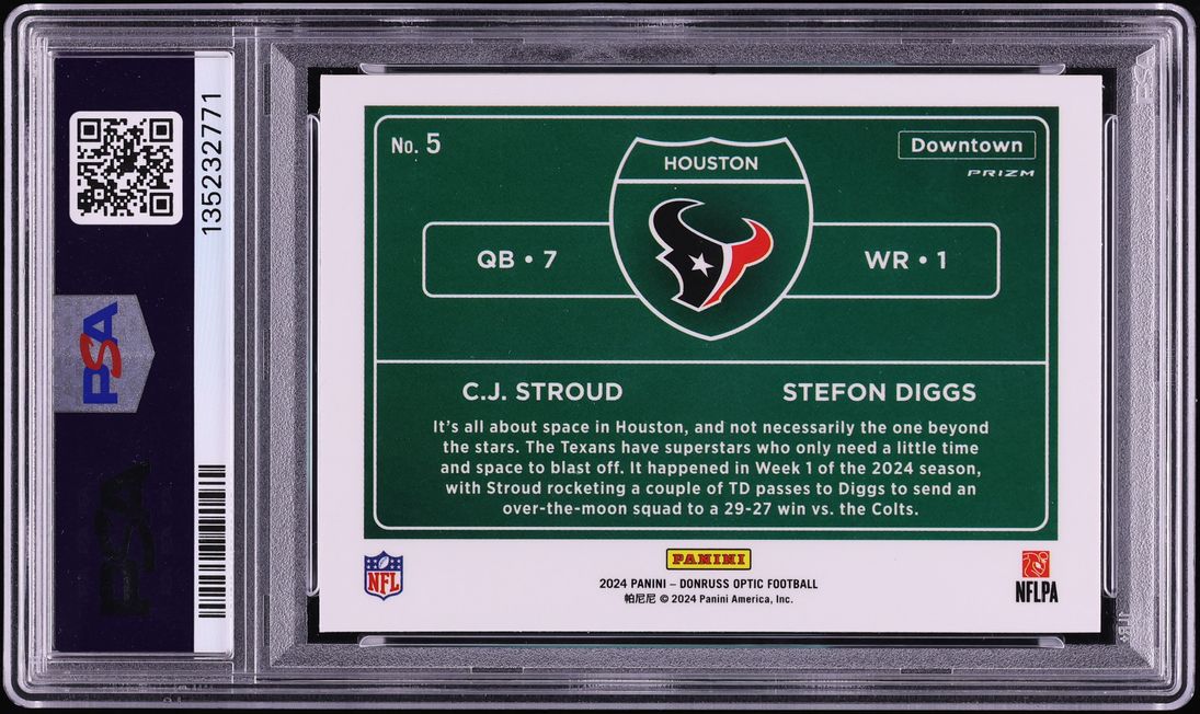2024 Donruss Optic Downtown Duos Prizm C.J. Stroud & Stefon Diggs #5 PSA 9 MINT