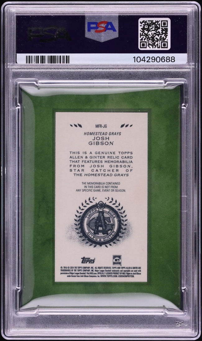 2024 Topps Allen & Ginter Mini Framed Josh Gibson RELIC #MFR-JG PSA 10 GEM MINT