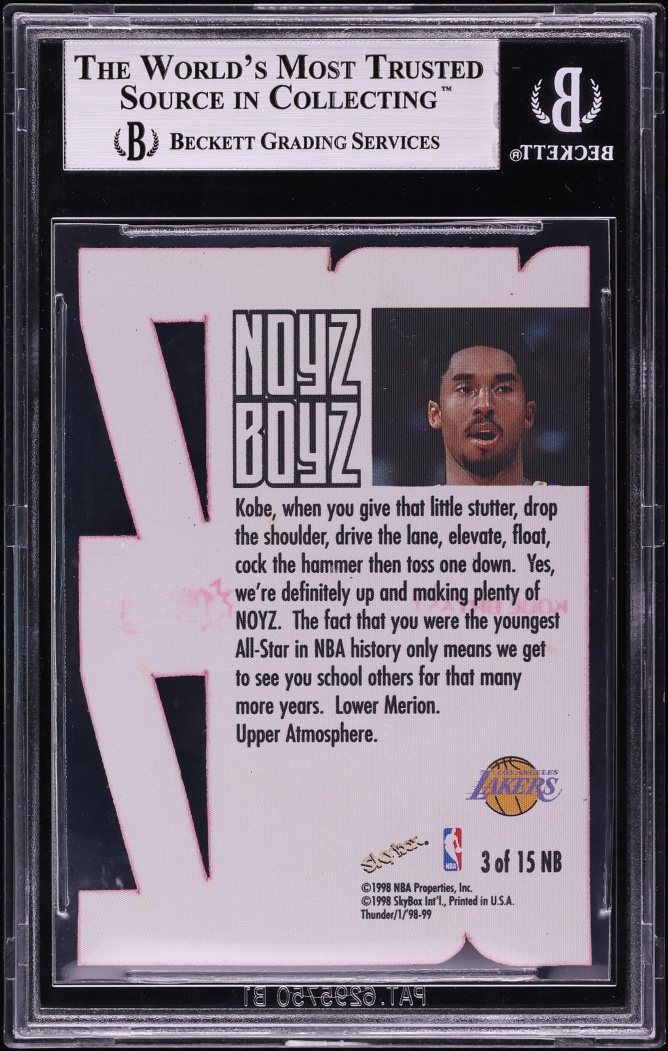 1998 Skybox Thunder Noyz Boyz Die-Cut Kobe Bryant #3 BGS 9 MINT