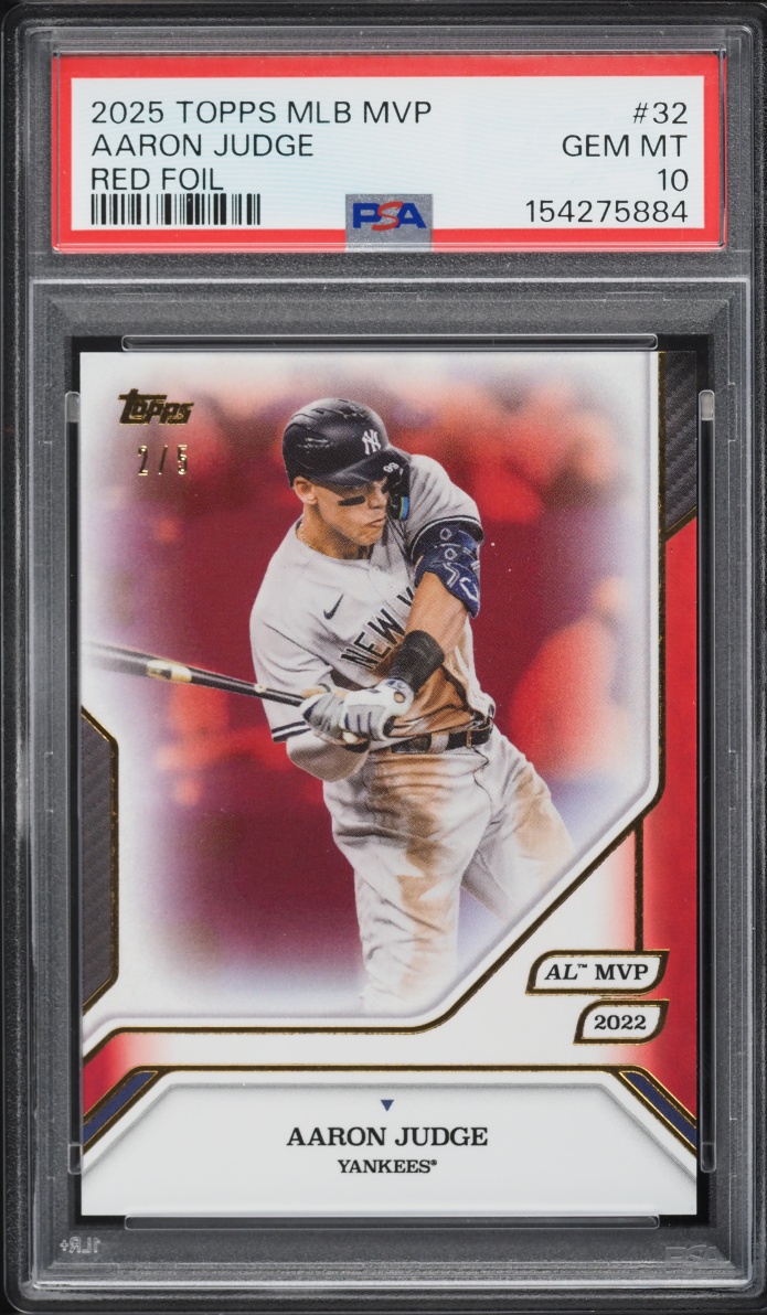 2025 Topps MLB MVP Collection Red Foil Aaron Judge /5 #32 PSA 10 GEM MINT
