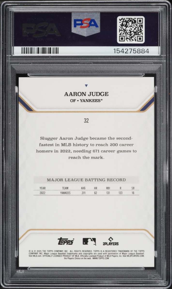 2025 Topps MLB MVP Collection Red Foil Aaron Judge /5 #32 PSA 10 GEM MINT