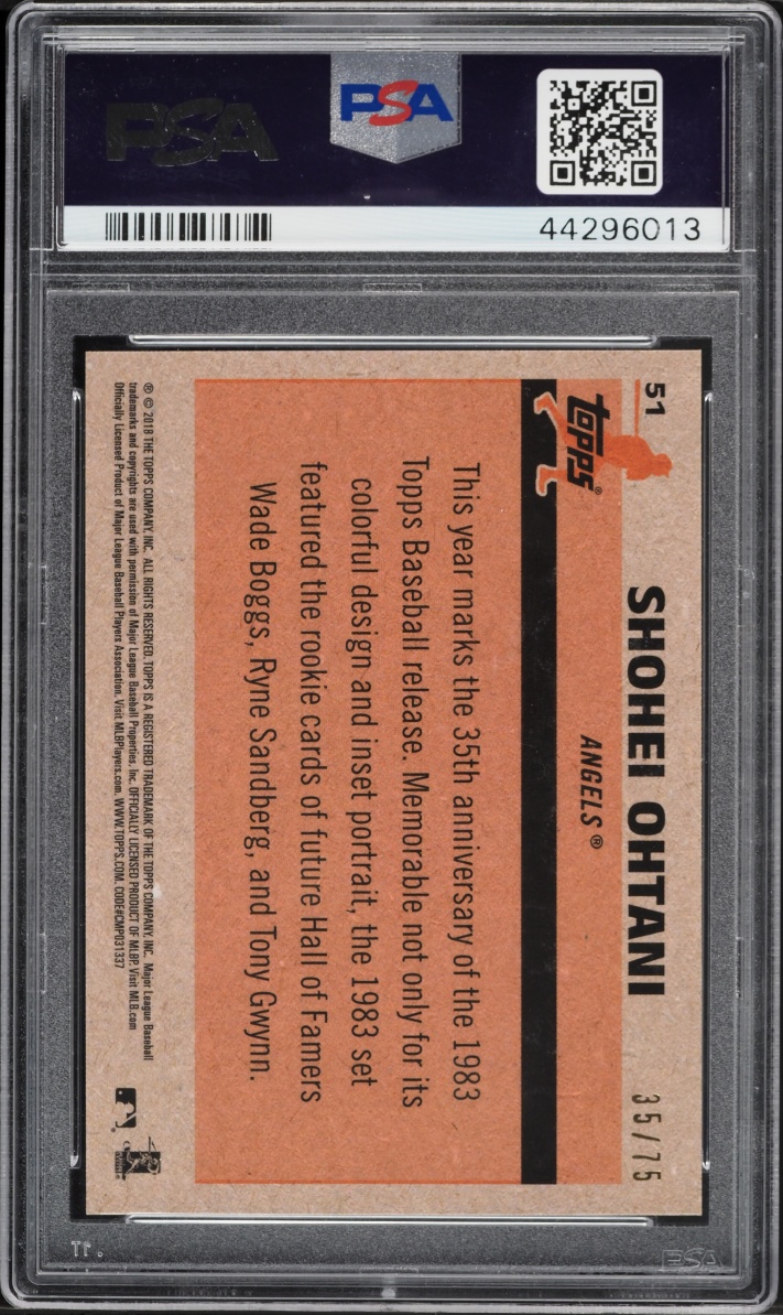 2018 Topps Chrome '83 Silver Pack Promo Blue Wave Refractor Shohei Ohtani ROOKIE /75 #51 PSA 9