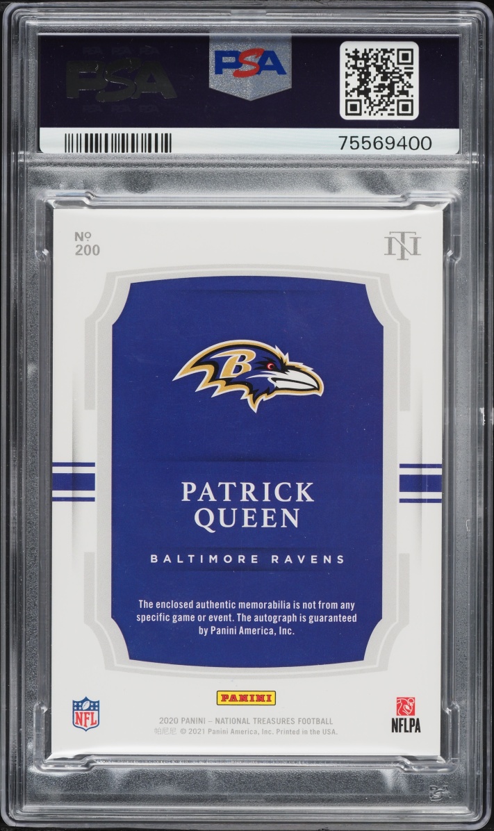 2020 National Treasures Black Patrick Queen ROOKIE PATCH AUTO /5 #200 PSA 10 GEM