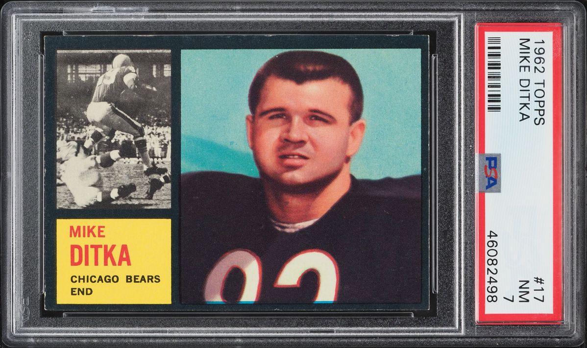 1962 Topps Football Mike Ditka ROOKIE #17 PSA 7 NRMT