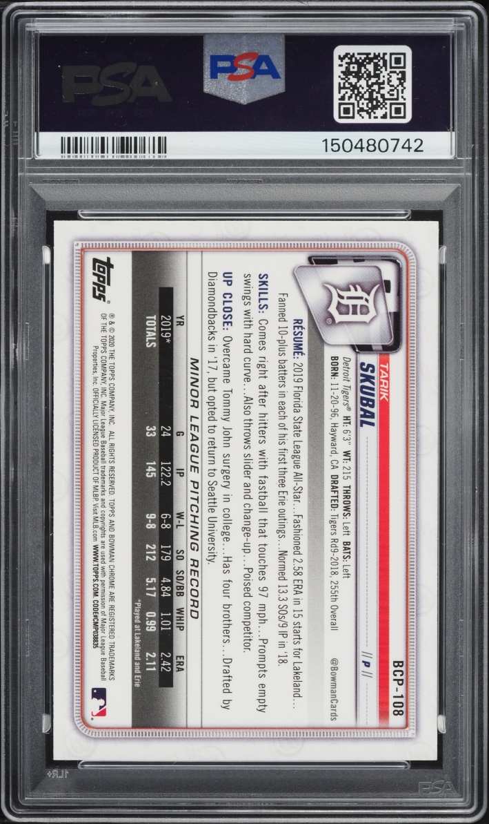 2020 Bowman Chrome Mega Box Tarik Skubal PROSPECT #BCP-108 PSA 10 GEM MINT