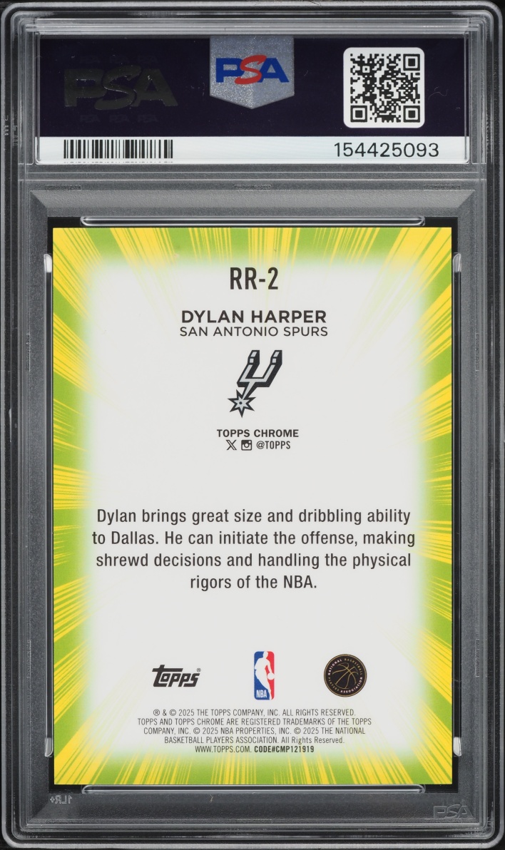 2025 Topps Chrome Radiating Dylan Harper ROOKIE #RR-2 PSA 8 NM-MT