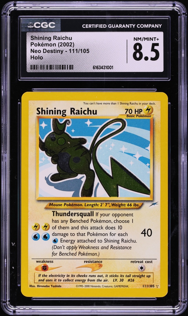 2002 Pokemon Neo Destiny Holo Shining Raichu #111 CGC 8.5 NM-MT+