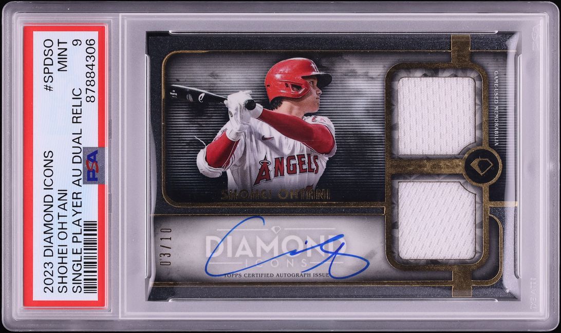 2023 Topps Diamond Icons Dual Relics Shohei Ohtani PATCH AUTO /10 #SPDSO PSA 9 MINT