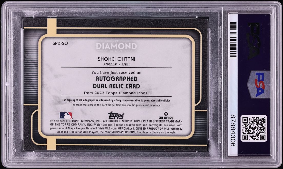2023 Topps Diamond Icons Dual Relics Shohei Ohtani PATCH AUTO /10 #SPDSO PSA 9 MINT