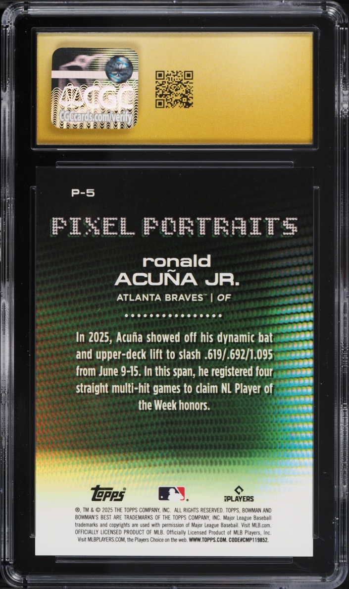 2025 Bowman's Best Pixel Portraits Lava Refractor Ronald Acuna Jr. /50 #P-5 CGC 10 PRISTINE