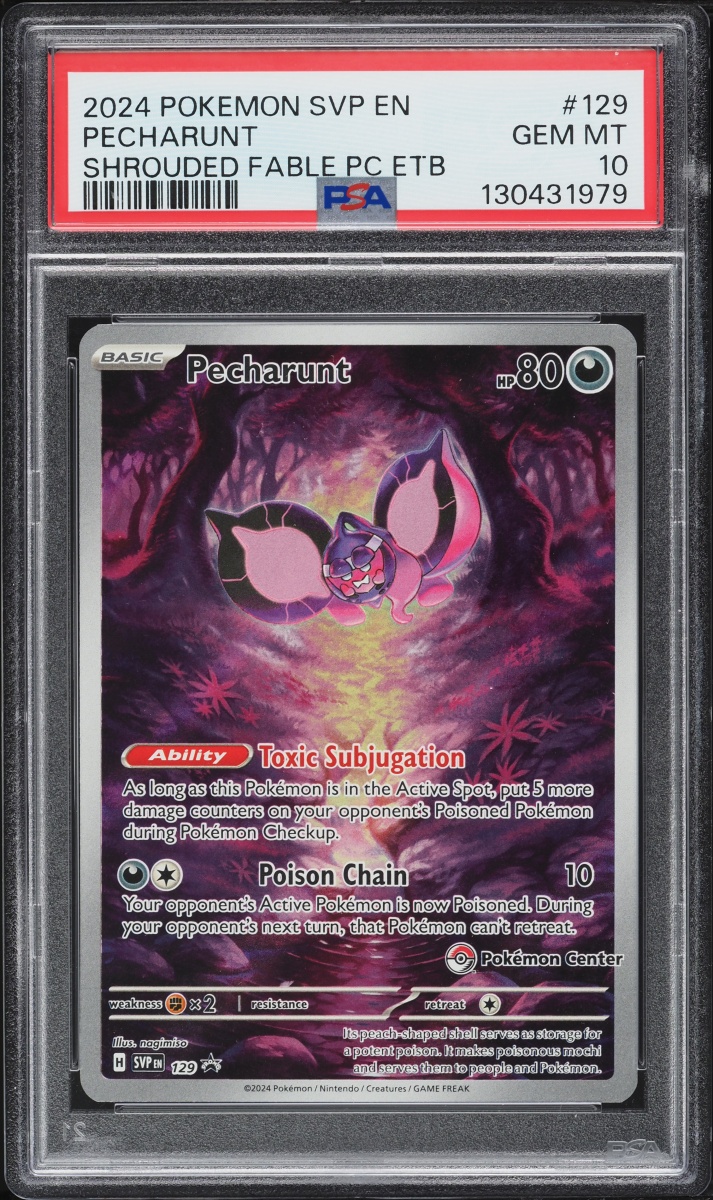 2024 Pokemon Scarlet & Violet Promo Shrouded Fable ETB Alt Art Pecharunt #129 PSA 10 GEM MINT