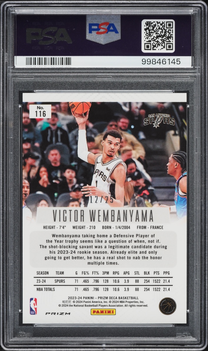 2023 Panini Prizm Deca Mojo Victor Wembanyama ROOKIE /25 #116 PSA 9 MINT