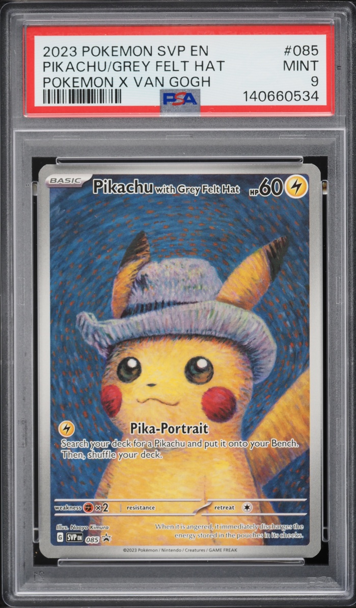 2023 Pokemon Scarlet & Violet Promo Van Gogh Full Art Pikachu With Grey Felt Hat #85 PSA 9 MINT