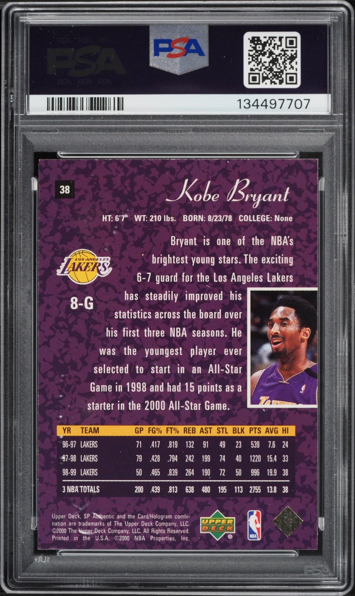 1999 SP Authentic Kobe Bryant #38 PSA 9 MINT