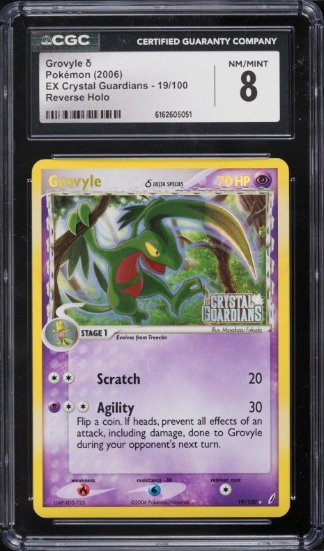 2006 Pokemon EX Crystal Guardians Reverse Holo Grovyle #19 CGC 8 NM-MT