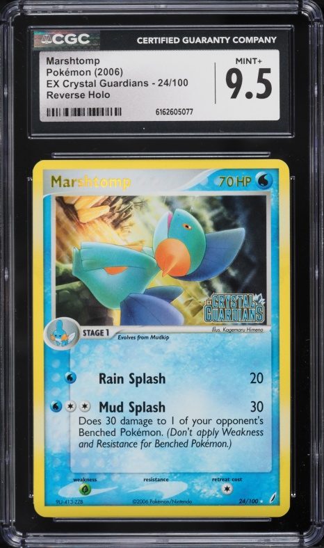 2006 Pokemon EX Crystal Guardians Reverse Holo Marshtomp #24 CGC 9.5 MINT+