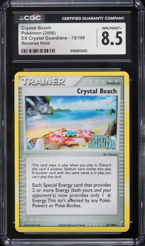 2006 Pokemon EX Crystal Guardians Reverse Holo Crystal Beach #75 CGC 8.5 NM-MT+