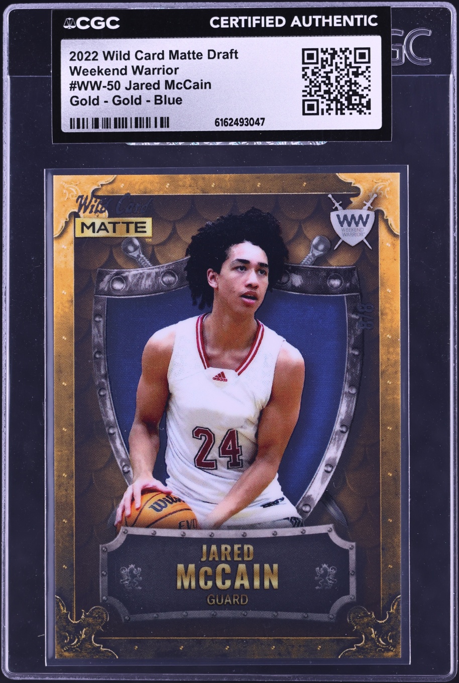 2022 Wild Card Matte Draft Weekend Warrior Gold Blue Jared McCain ROOKIE #WW-50 CGC AUTH