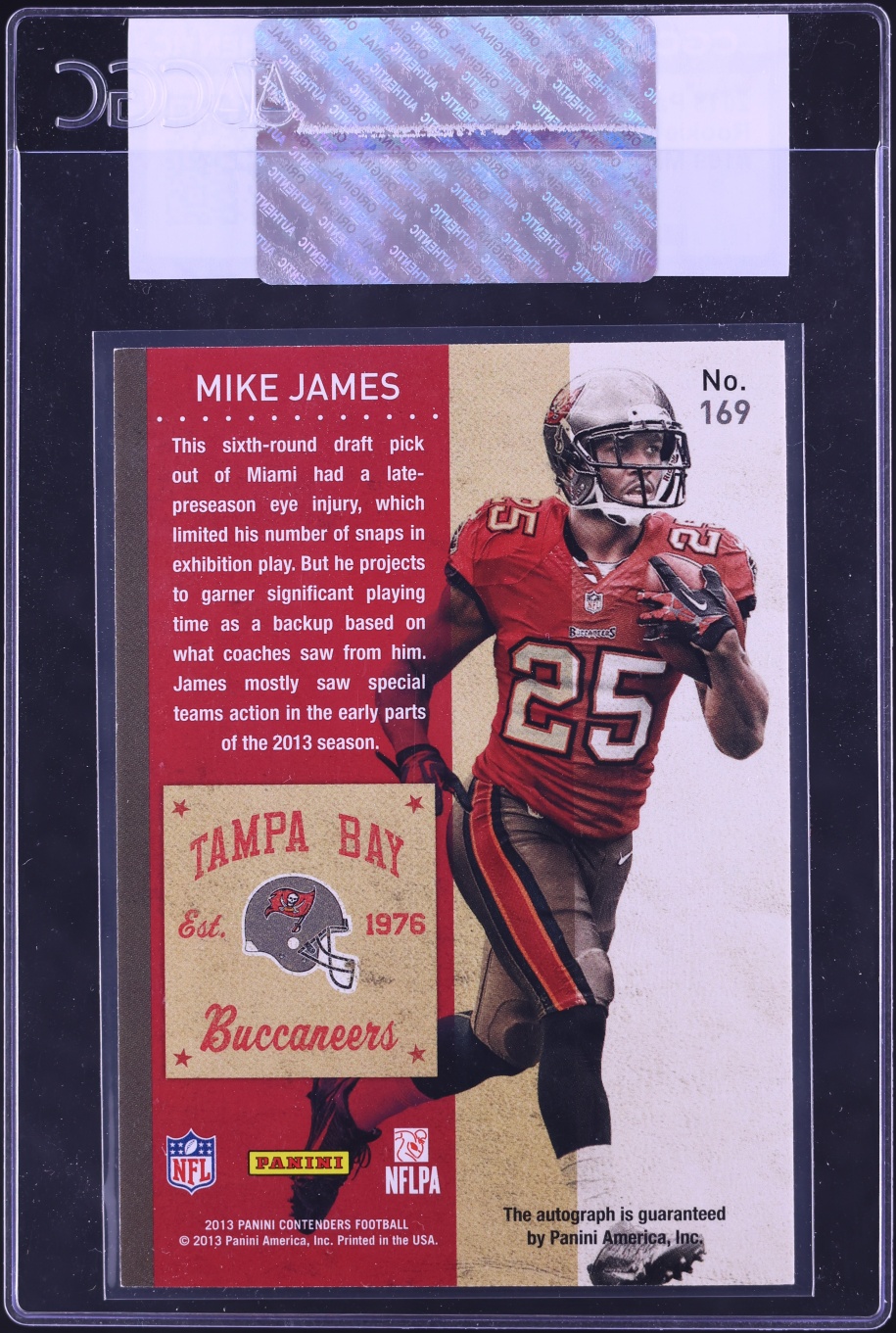 2013 Panini Contenders Ticket Mike James ROOKIE AUTO #169 CGC AUTH