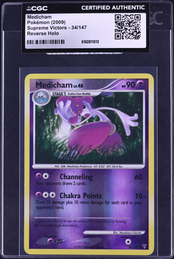2009 Pokemon Platinum Supreme Victors Reverse Holo Medicham #34 CGC AUTH