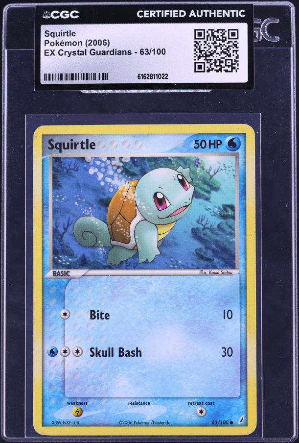 2006 Pokemon EX Crystal Guardians Squirtle #63 CGC AUTH