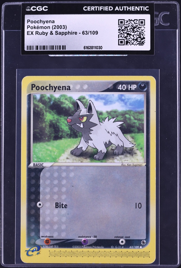 2003 Pokemon EX Ruby & Sapphire Poochyena #63 CGC AUTH