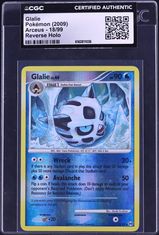 2009 Pokemon Platinum Arceus Reverse Holo Glalie #18 CGC AUTH