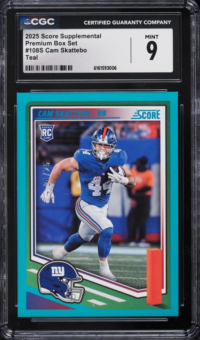 2025 Score Supplemental Premium Box Set Teal Cam Skattebo ROOKIE /25 #108S CGC 9 MINT