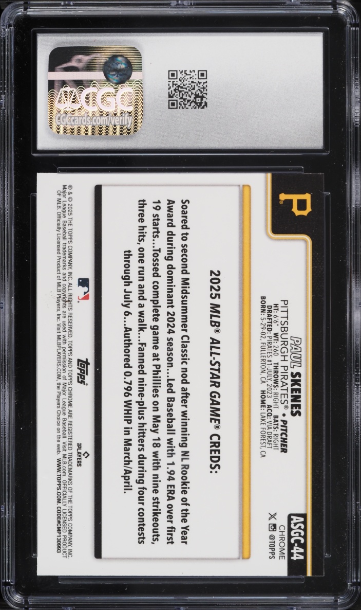 2025 Topps Chrome Update All-Star Game Paul Skenes #ASGC-44 CGC 9 MINT