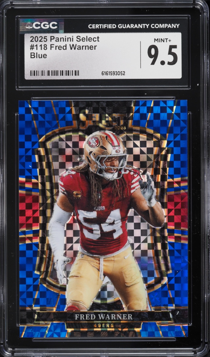 2025 Select Premier Level Blue Fred Warner /175 #118 CGC 9.5 MINT+