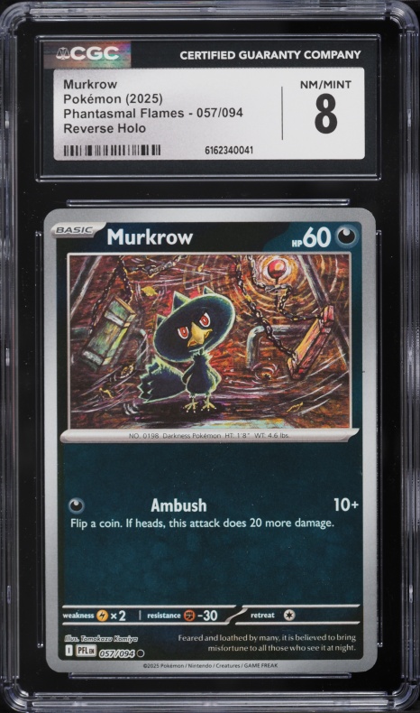 2025 Pokemon Mega Evolution Phantasmal Flames Reverse Holo Murkrow #057 CGC 8 NM-MT