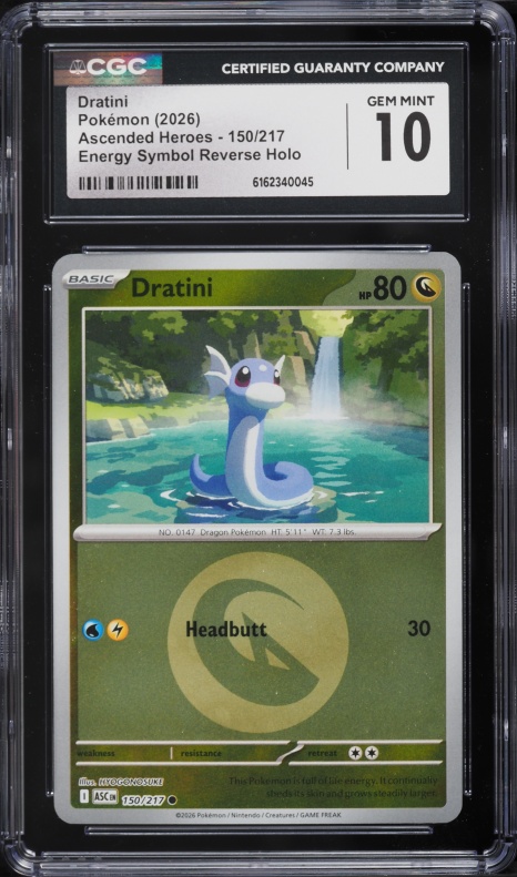2026 Pokemon Mega Evolution Ascended Heroes Energy Symbol Reverse Holo Dratini #150 CGC 10 GEM