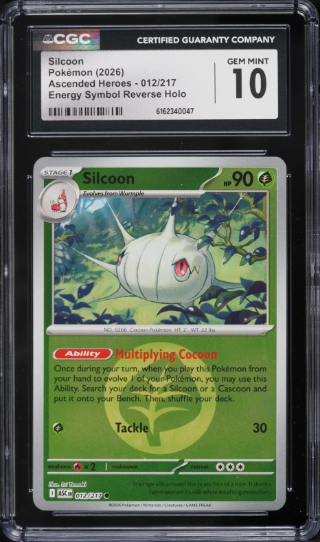 2026 Pokemon Mega Evolution Ascended Heroes Energy Symbol Reverse Holo Silcoon #012 CGC 10 GEM