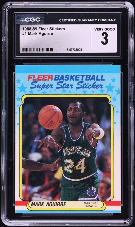 1988 Fleer Stickers Mark Aguirre #1 CGC 3 VG