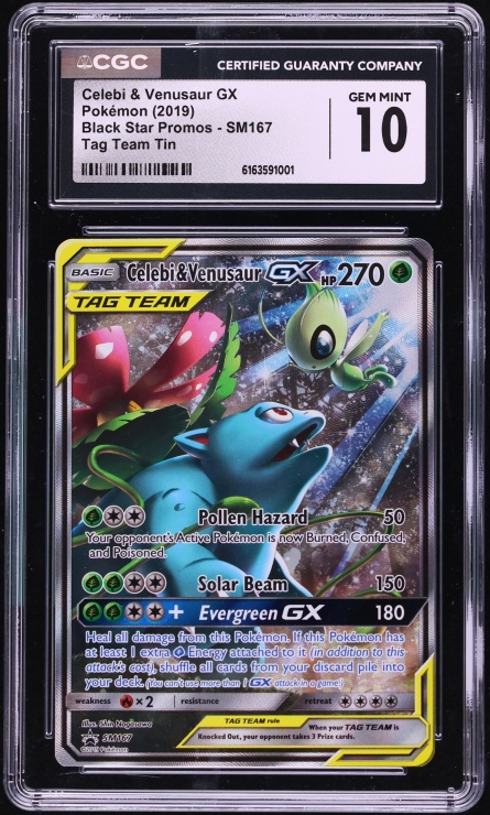 2019 Pokemon Sun & Moon Promo Tag Team Tin Celebi & Venusaur GX #SM167 CGC 10 GEM MINT