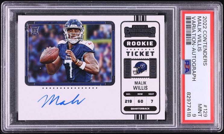 2022 Panini Contenders Variation Malik Willis ROOKIE AUTO #129 PSA 9 MINT