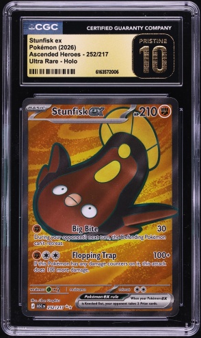 2026 Pokemon Mega Evolution Ascended Heroes Full Art Stunfisk EX #252 CGC 10 PRISTINE