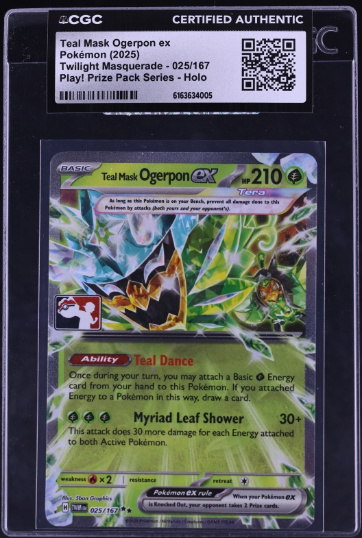 2025 Pokemon SV Twilight Masquerade Play Prize Holo Teal Mask Ogerpon Ex #25 CGC AUTH