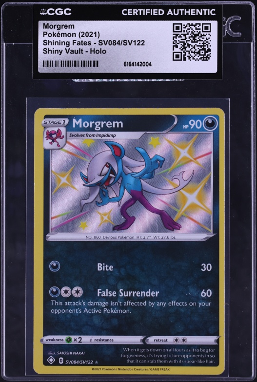 2021 Pokemon Sword & Shield Shining Fates Shiny Vault Holo Morgrem #SV084 CGC AUTH