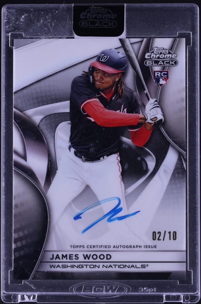 2025 Topps Chrome Black White Refractor James Wood ROOKIE AUTO /10 #CBA-JW
